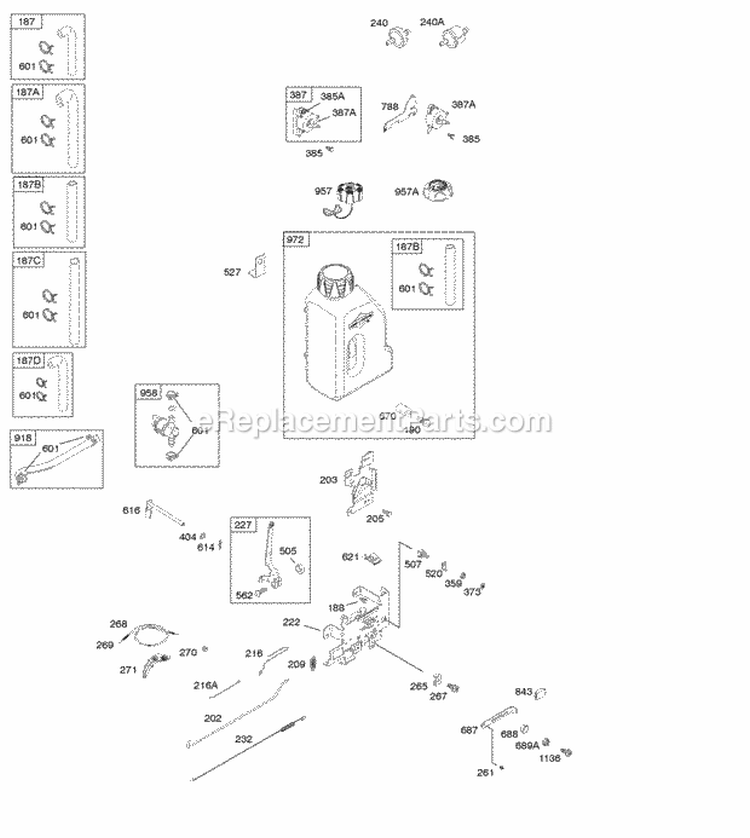 Controls Governor Spring Diagram and Parts List for 217907-4135-F1  Briggs and Stratton Engine